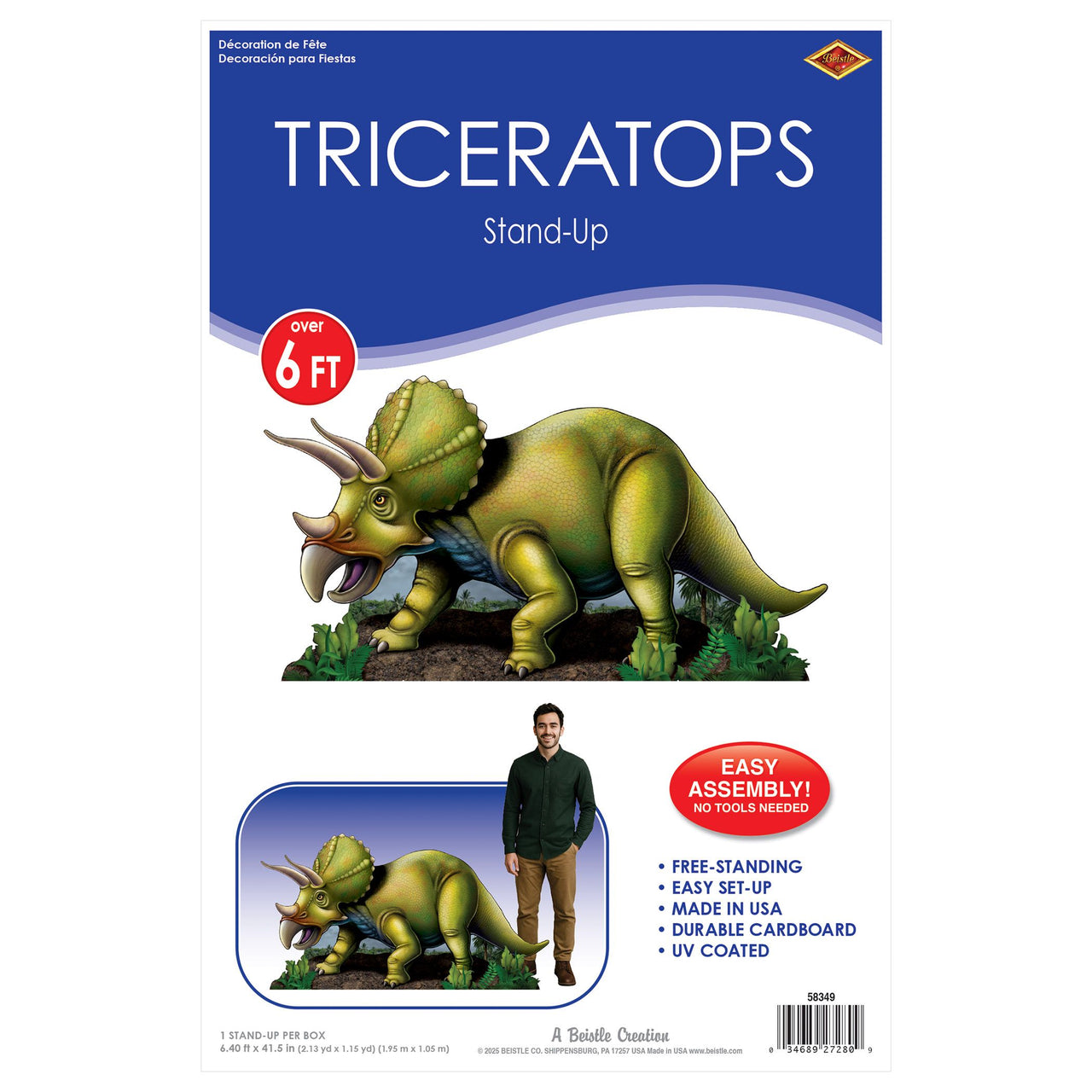 Triceratops Stand-Up Prop - Life-Size Dinosaur Decoration