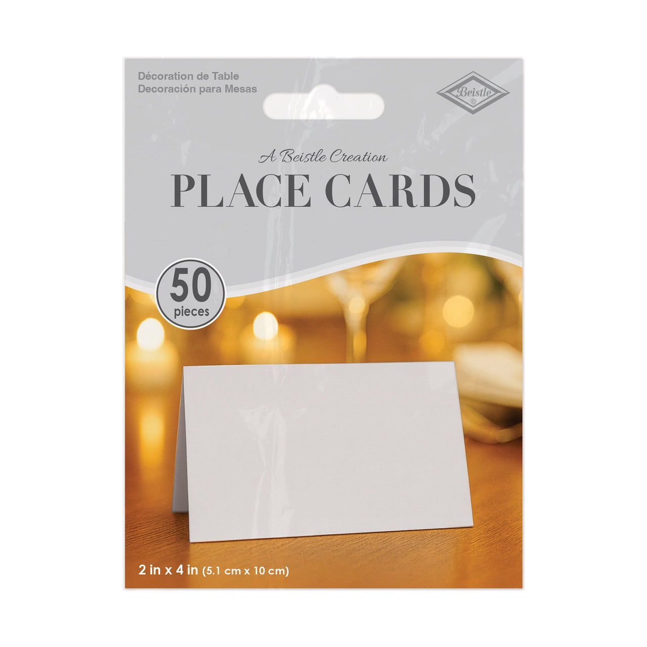 Elegant White Place Cards - 50 Pcs for Weddings & Events