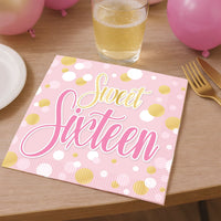 Sweet 16 Luncheon Napkins - 2-Ply Birthday Party Supplies (16 Ct)