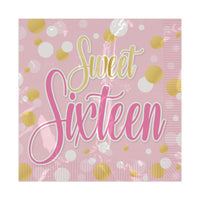 Sweet 16 Luncheon Napkins - 2-Ply Birthday Party Supplies (16 Ct)