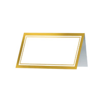 Elegant White & Gold Border Place Cards (50 Pack)