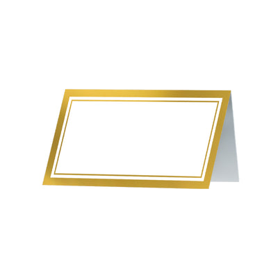 Elegant White & Gold Border Place Cards (50 Pack)