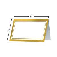 Elegant White & Gold Border Place Cards (50 Pack)