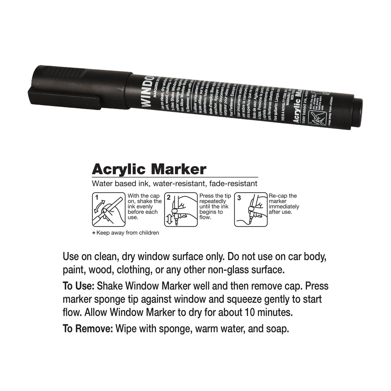 Black Washable Window Marker - Indoor & Outdoor Use