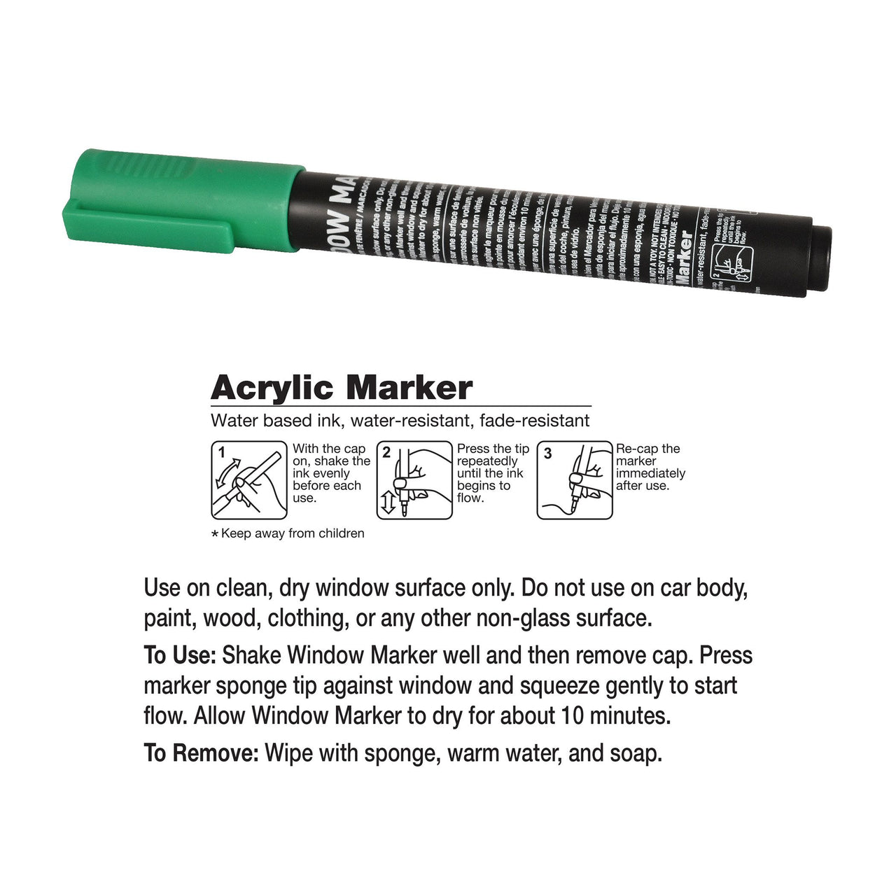 Green Washable Window Marker - Indoor & Outdoor Fun