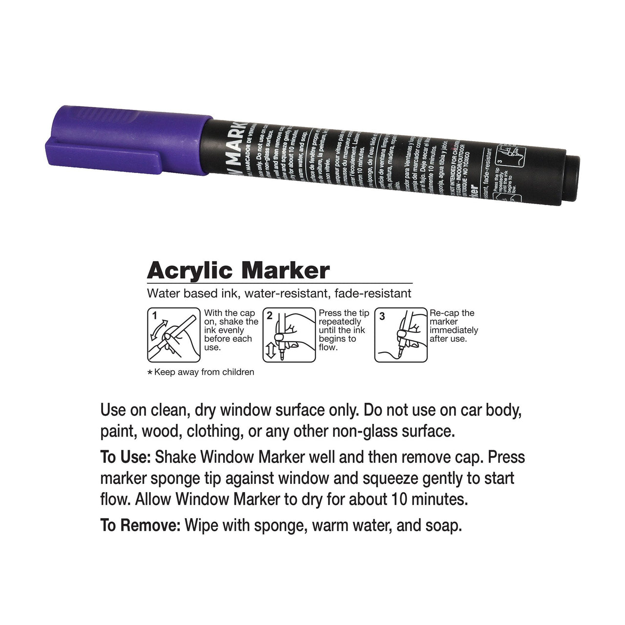 Purple Washable Window Marker - Indoor & Outdoor Use