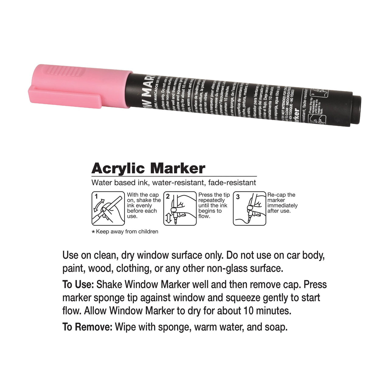 Pink Washable Window Marker - Indoor & Outdoor Use