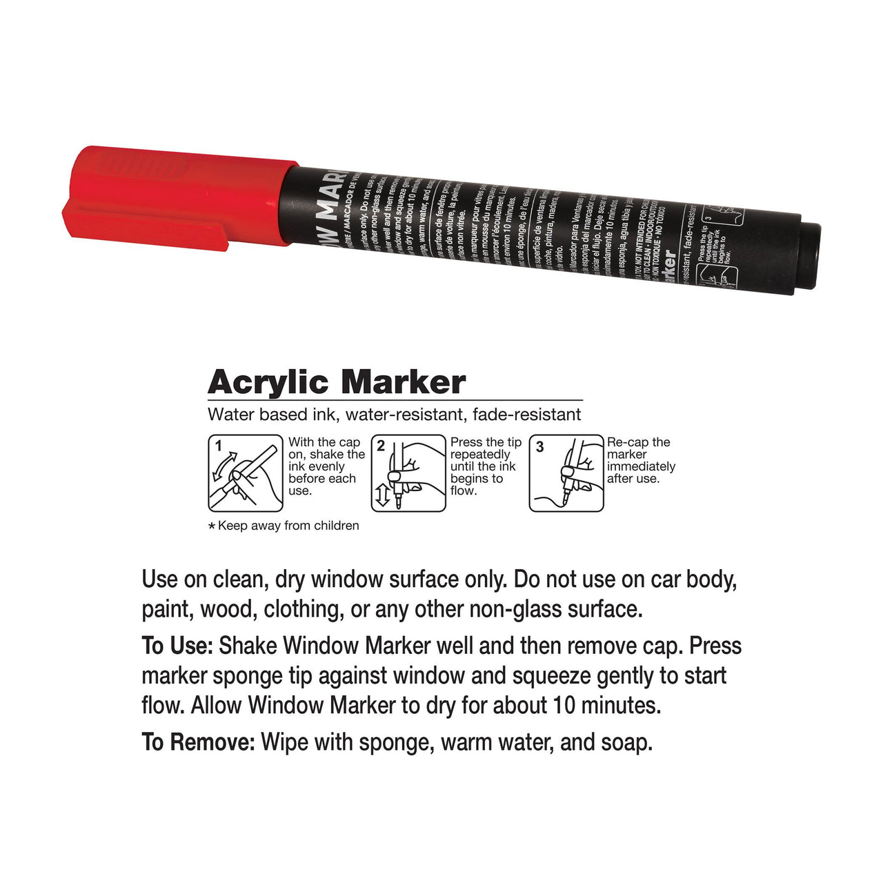 Red Washable Window Marker - Indoor & Outdoor Use