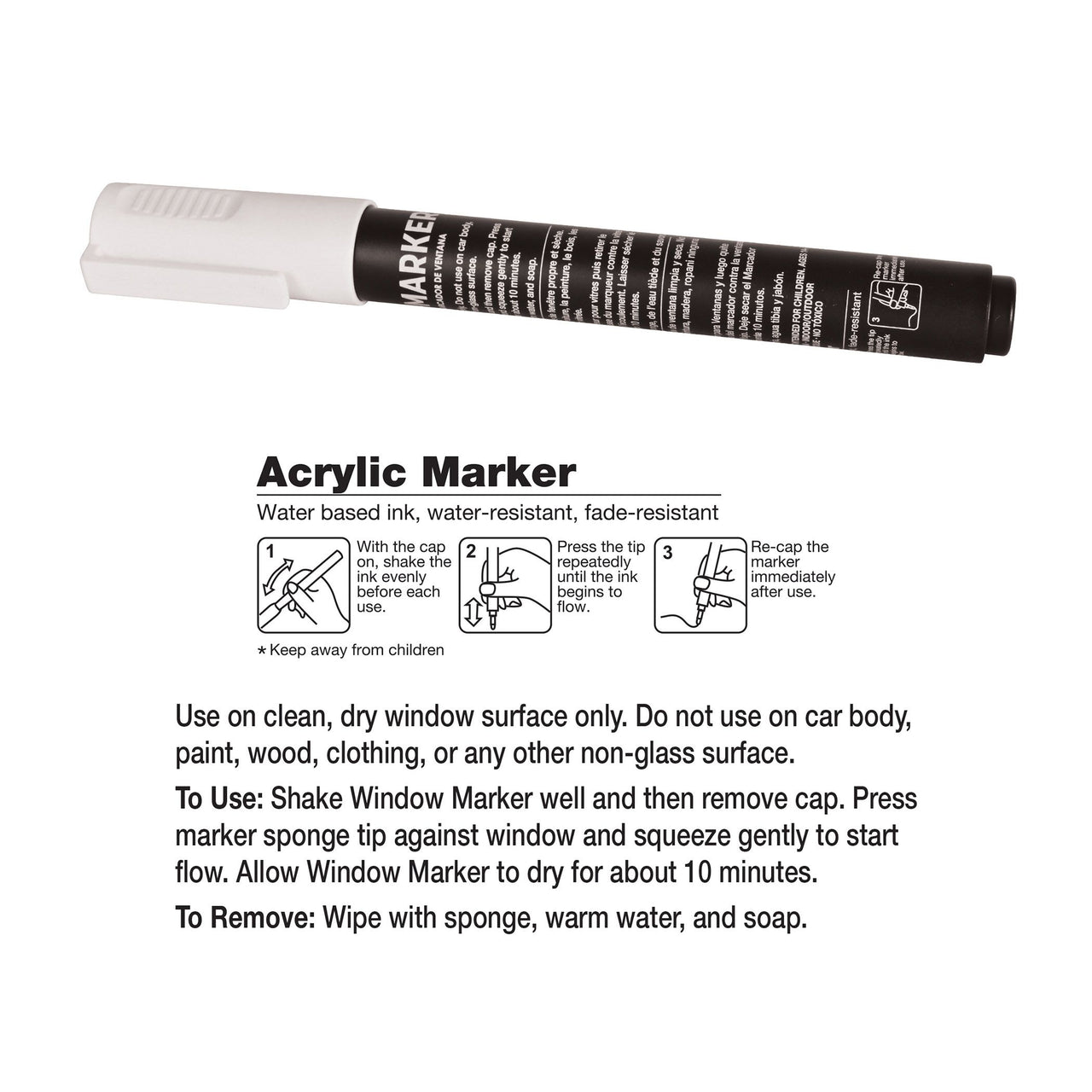 Washable White Window Marker - Indoor & Outdoor Use