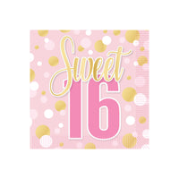 Sweet 16 Beverage Napkins (16-Count) - 2-Ply Party Supplies