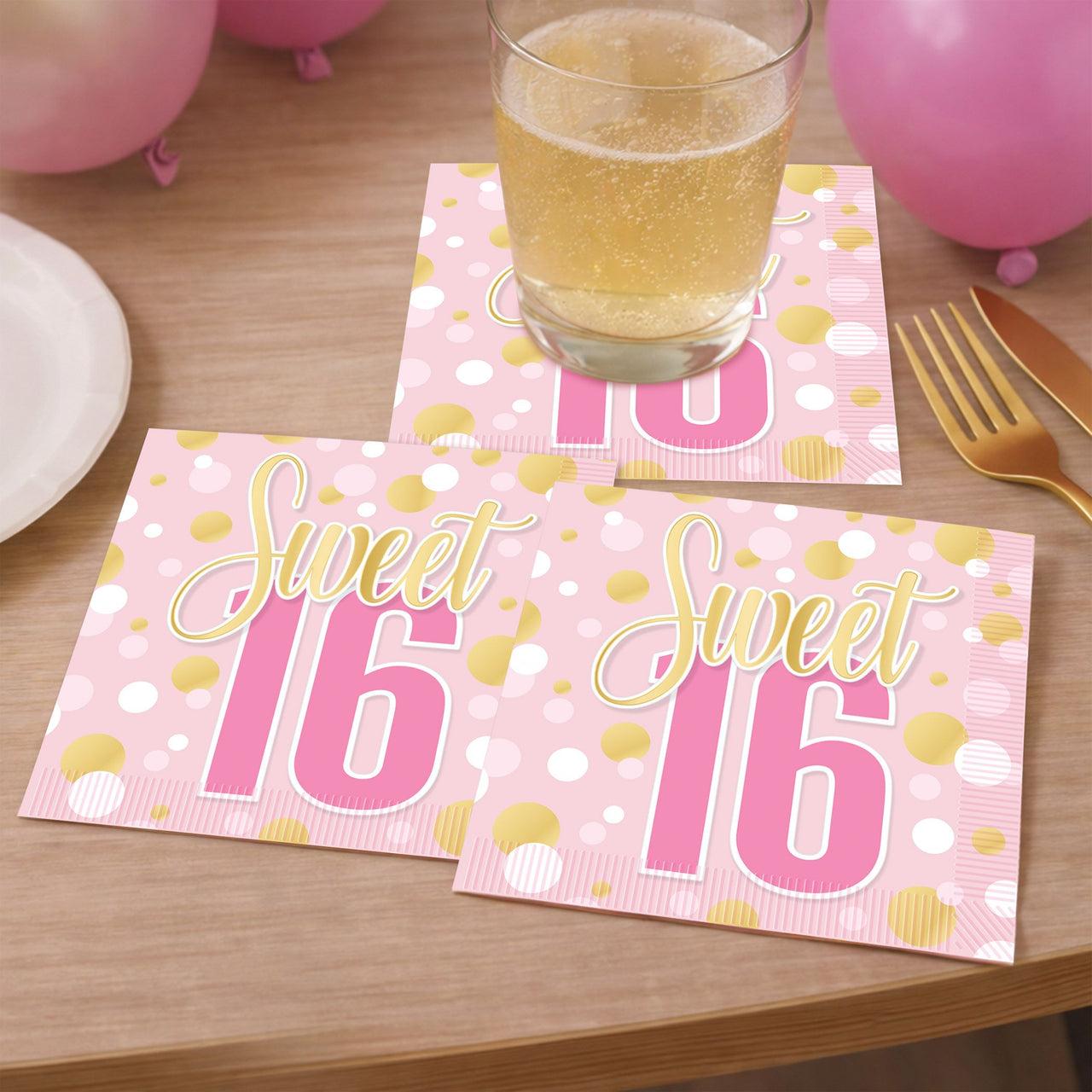 Sweet 16 Beverage Napkins (16-Count) - 2-Ply Party Supplies