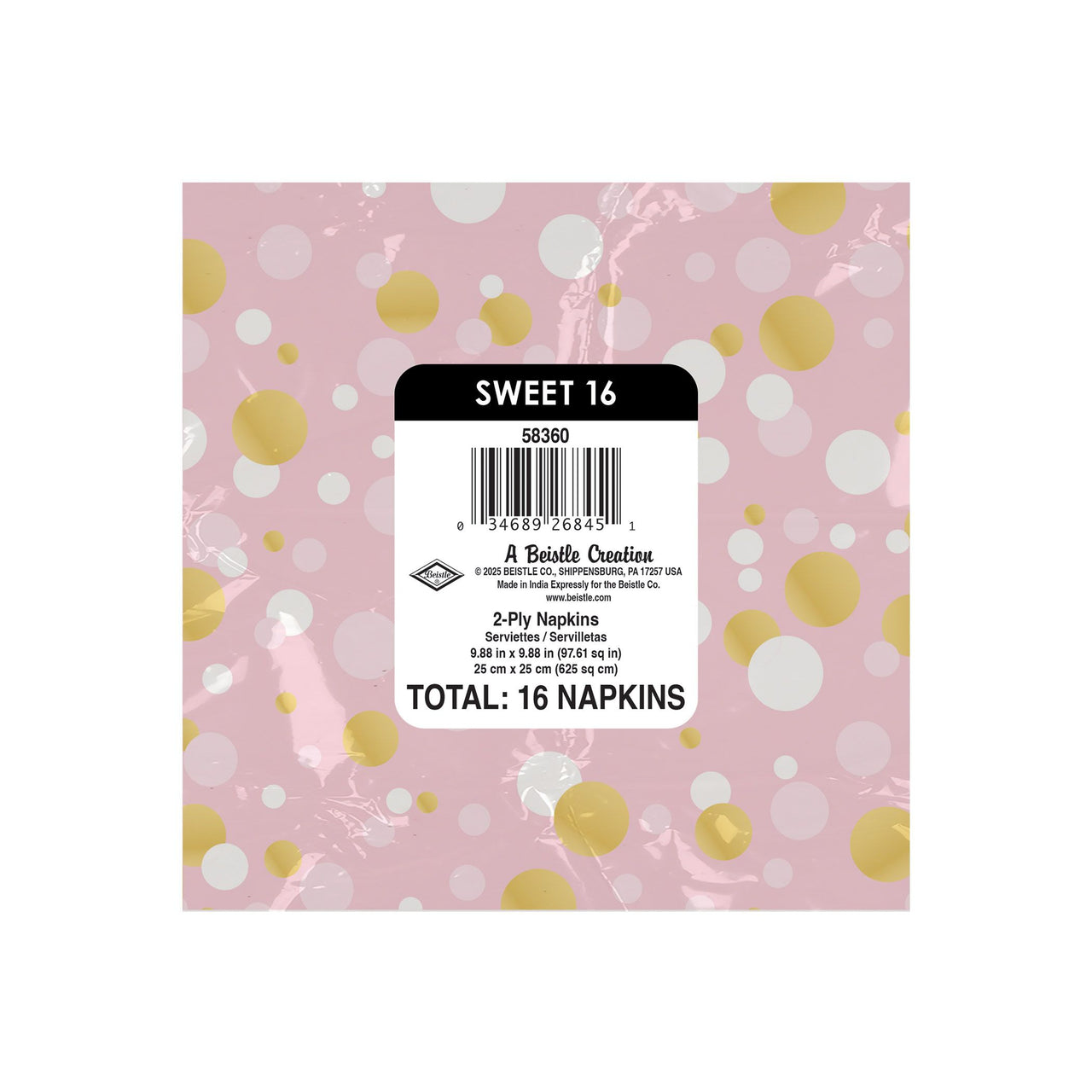 Sweet 16 Beverage Napkins (16-Count) - 2-Ply Party Supplies