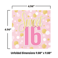 Sweet 16 Beverage Napkins (16-Count) - 2-Ply Party Supplies