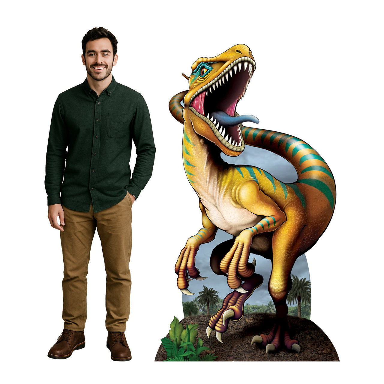Raptor Dinosaur Stand-Up Easel - 5ft 9in Prop Decor