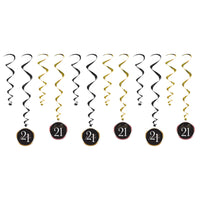 Finally 21 Hanging Whirls (12-Count) - 21st Birthday Decor