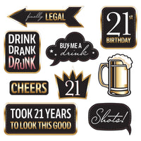 Finally 21 Photo Fun Signs (9-Count) - Double-Sided Props