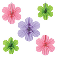 Flower Accordion Paper Fans (5-Pack) - Assorted Pastel Sizes
