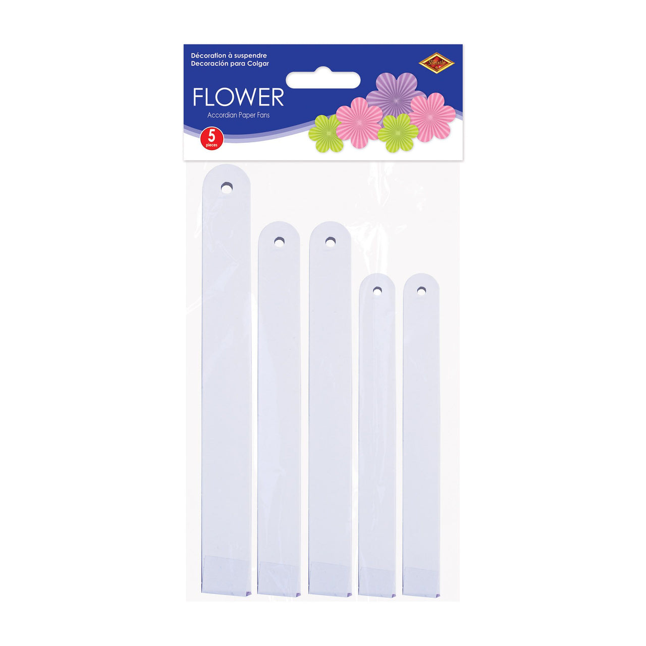 Flower Accordion Paper Fans (5-Pack) - Assorted Pastel Sizes - view 3