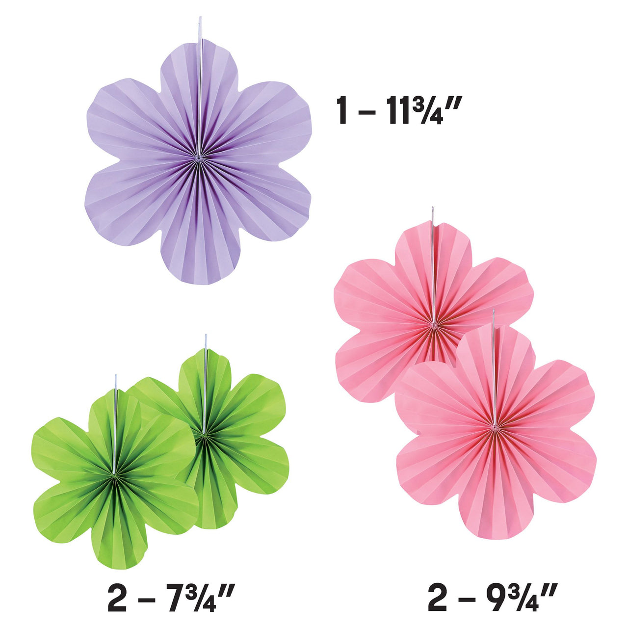 Flower Accordion Paper Fans (5-Pack) - Assorted Pastel Sizes - view 5