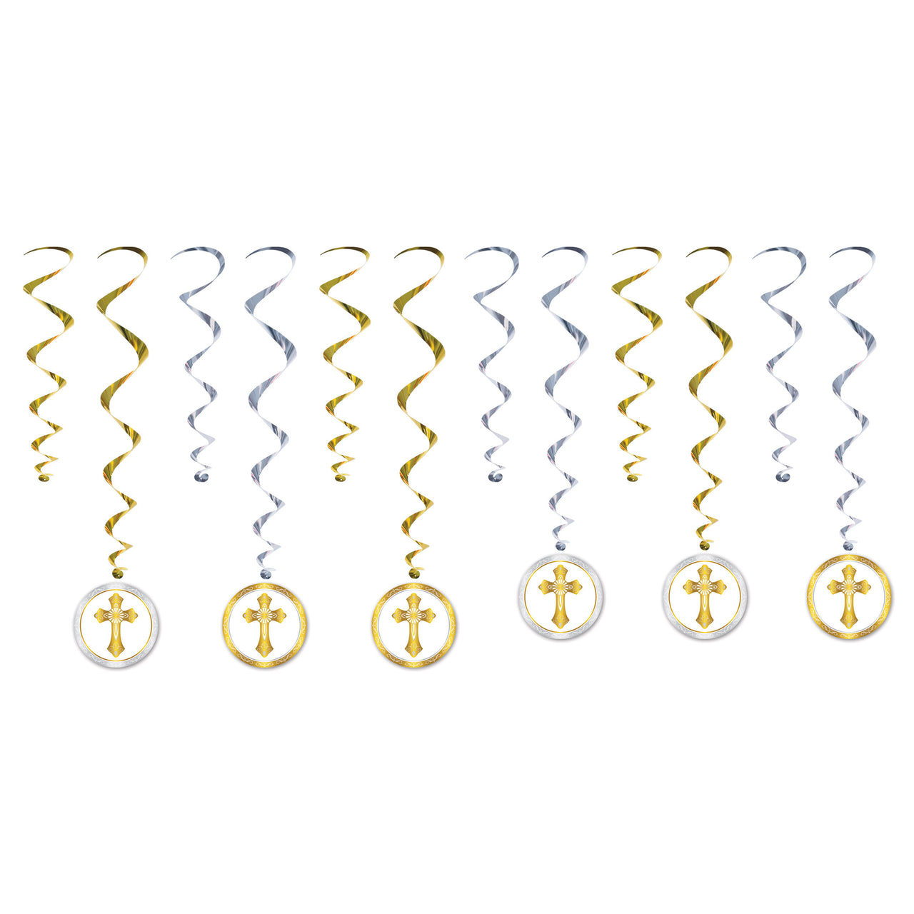 First Communion Whirls (12-Count) - Gold Hanging Decor
