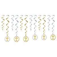 First Communion Whirls (12-Count) - Gold Hanging Decor