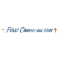 Foil First Communion Streamer - Light Blue, 6 Ft 9 Inch