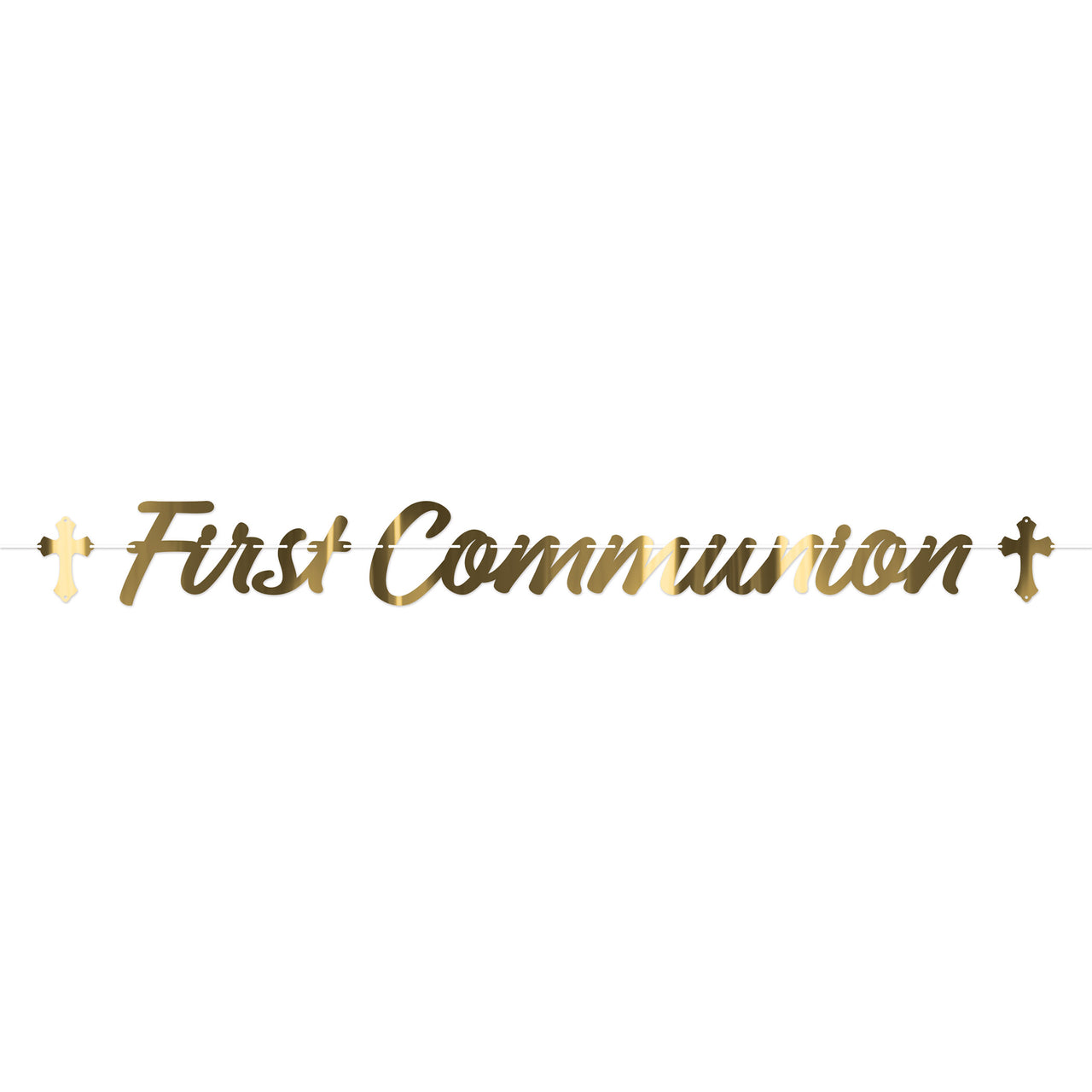 Gold Foil First Communion Streamer - 6 Ft 9 Inch Long