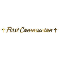 Gold Foil First Communion Streamer - 6 Ft 9 Inch Long