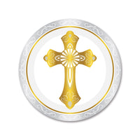 Gold First Communion Dessert Plates (8-Count) - 7 Inch Round