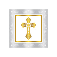 Gold First Communion Beverage Napkins (16-Count) - Two-Ply