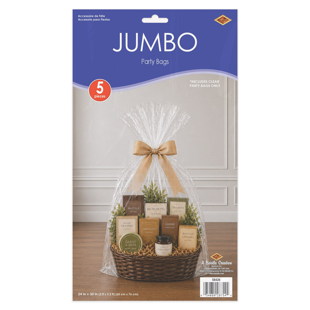 Jumbo Clear Cello Bags (5-Pack) - 24 x 30 Inch Gift Bags - view 3