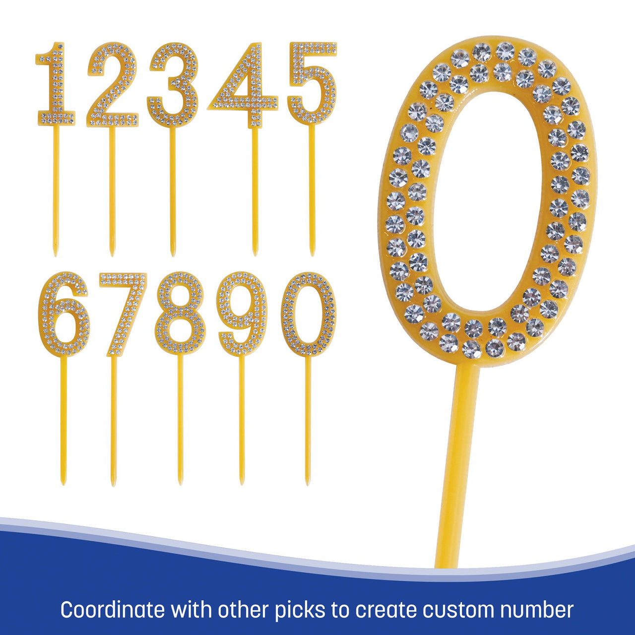 Number 0 Cake Topper Pick - 4 Inch Molded Plastic Number - view 4