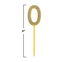 Number 0 Cake Topper Pick - 4 Inch Molded Plastic Number - view 5