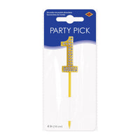 Number 1 Cake Topper Pick - 4 Inch First Birthday Topper - view 3