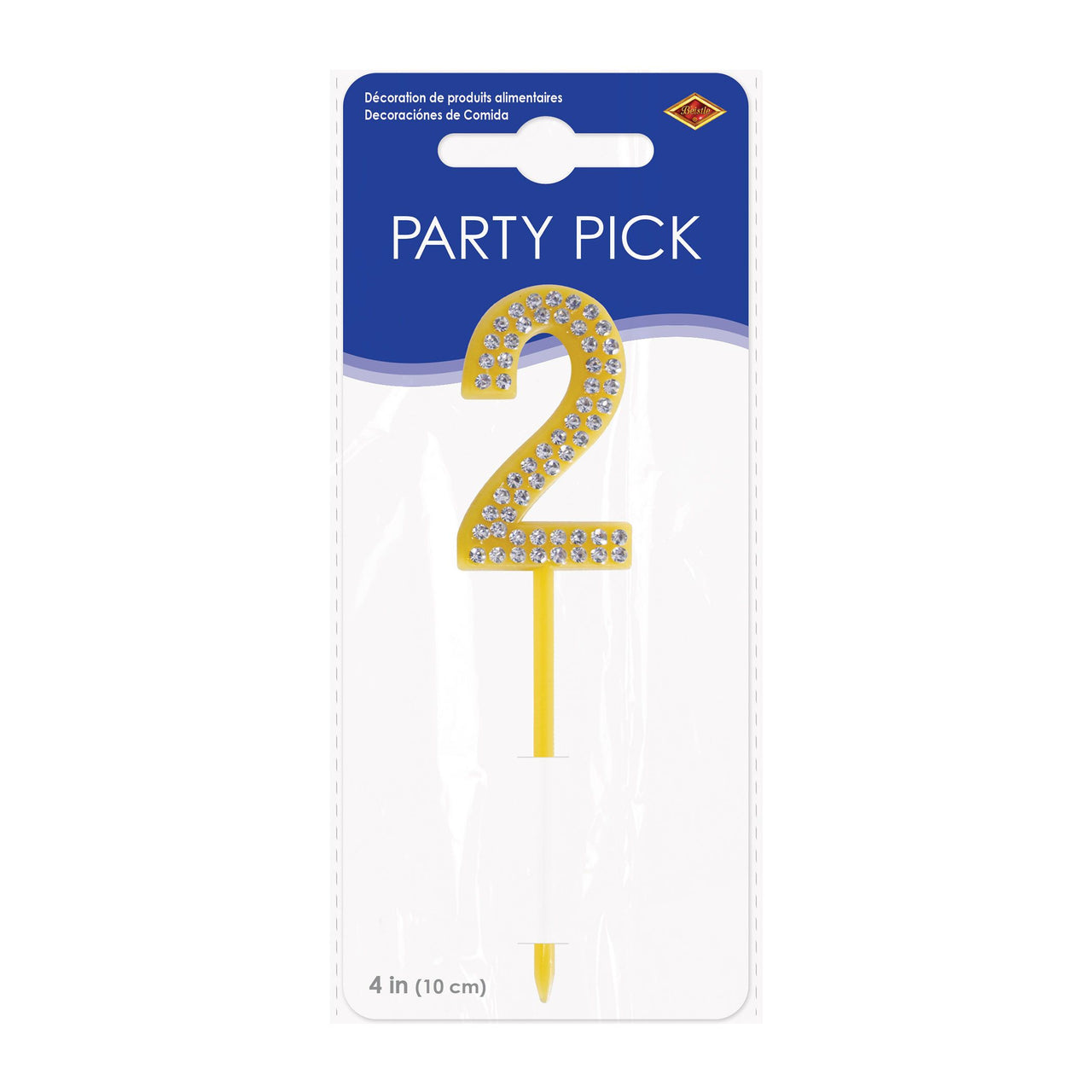 Number 2 Cake Topper Pick - 4 Inch Molded Cake Decoration - view 3