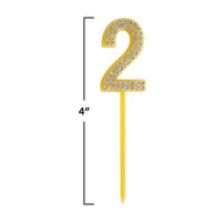 Number 2 Cake Topper Pick - 4 Inch Molded Cake Decoration - view 5