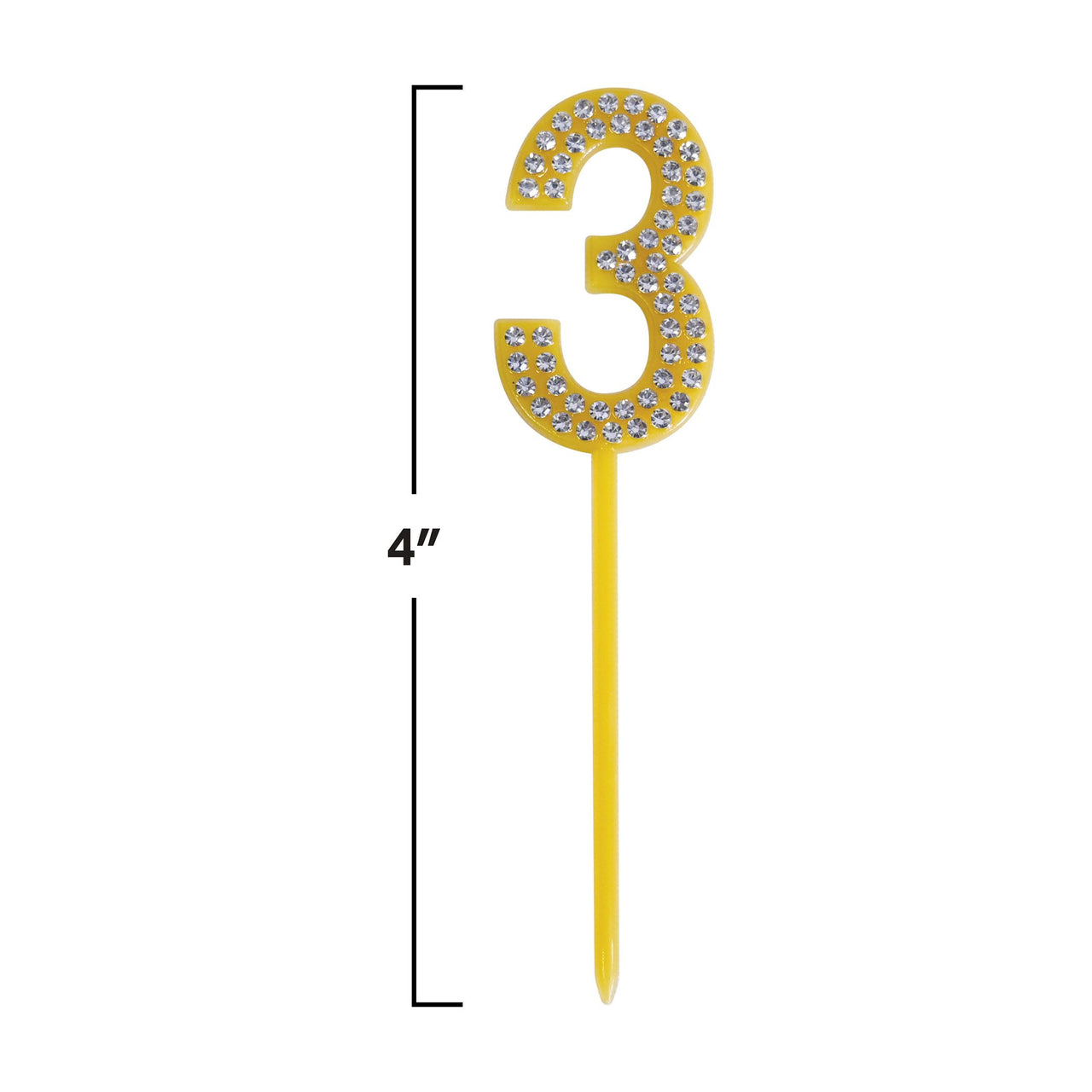 Number 3 Cake Topper Pick - 4 Inch Number Cake Decoration - view 5