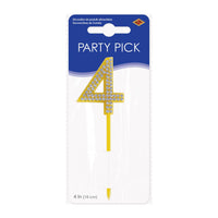 Number 4 Cake Topper Pick - 4 Inch Plastic Number Topper - view 3