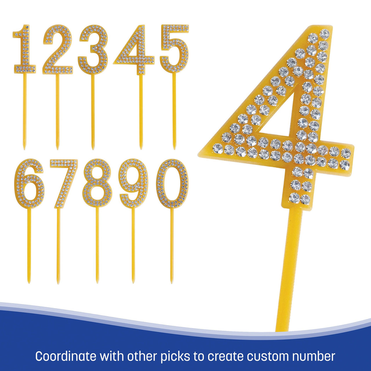 Number 4 Cake Topper Pick - 4 Inch Plastic Number Topper - view 4