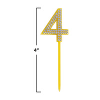 Number 4 Cake Topper Pick - 4 Inch Plastic Number Topper - view 5