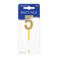 Number 5 Cake Topper Pick - 4 Inch Birthday Cake Number - view 3