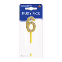 Number 6 Cake Topper Pick - 4 Inch Molded Number Pick - view 3