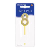 Number 8 Cake Topper Pick - 4 Inch Plastic Cake Topper - view 3