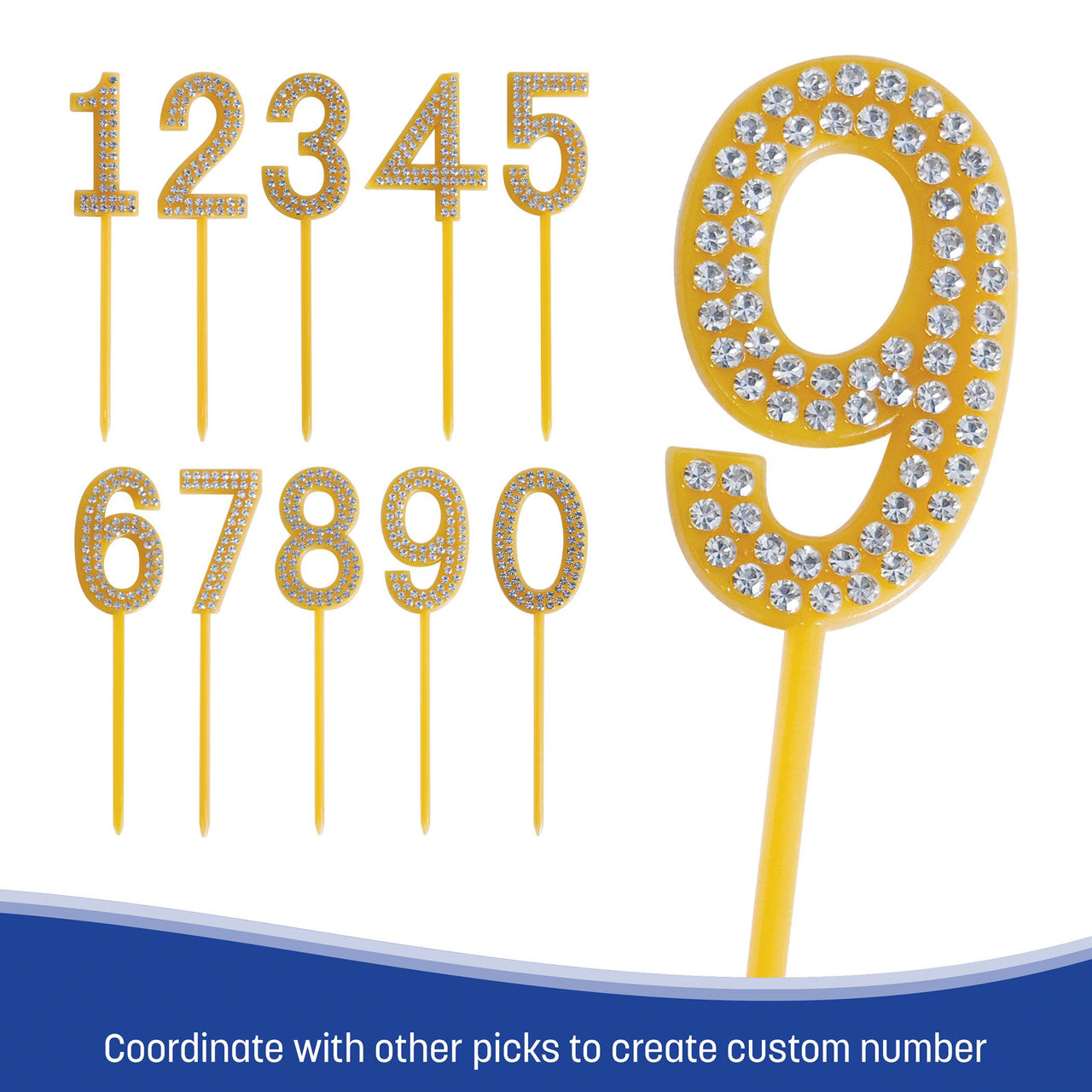 Number 9 Cake Topper Pick - 4 Inch Molded Plastic Numeral - view 4
