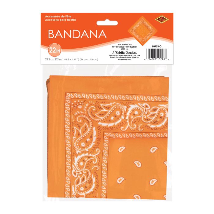Orange Bandana - 22" x 22" Square - Spirit & Western