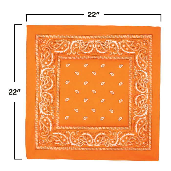 Orange Bandana - 22" x 22" Square - Spirit & Western