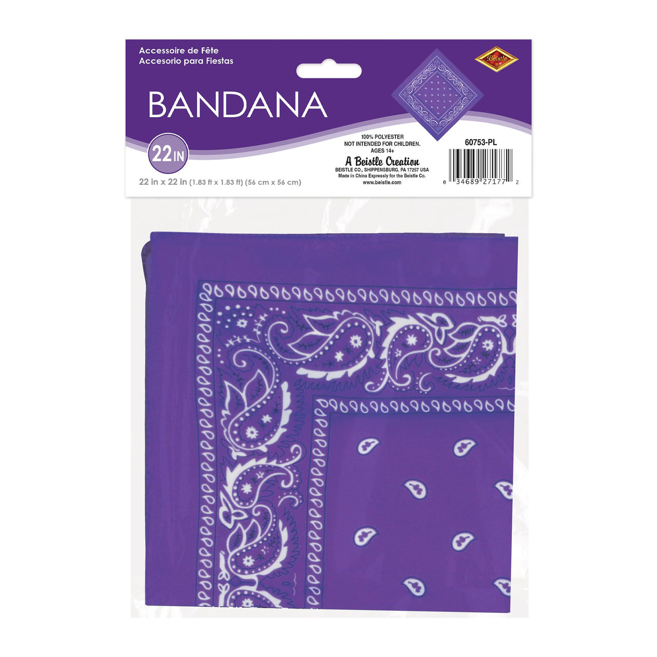Purple Bandana - 22" x 22" Spirit & Western Accessory