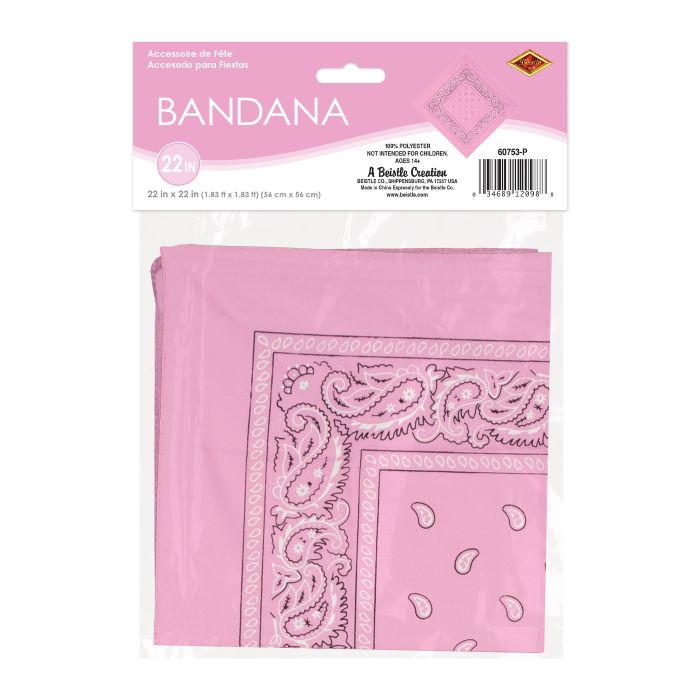 Pink Bandana - 22" x 22" Spirit & Western Accessory