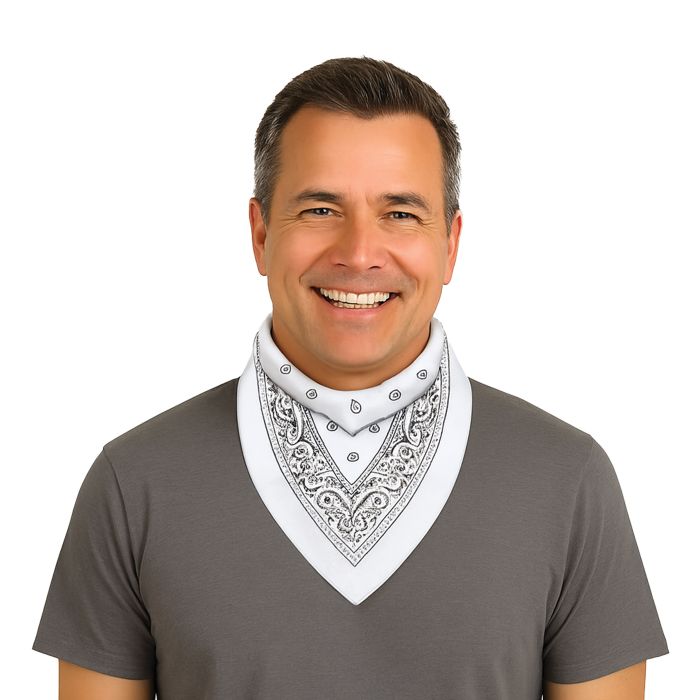Classic White Bandana - 22" x 22" Versatile Accessory