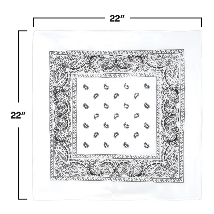 Classic White Bandana - 22" x 22" Versatile Accessory